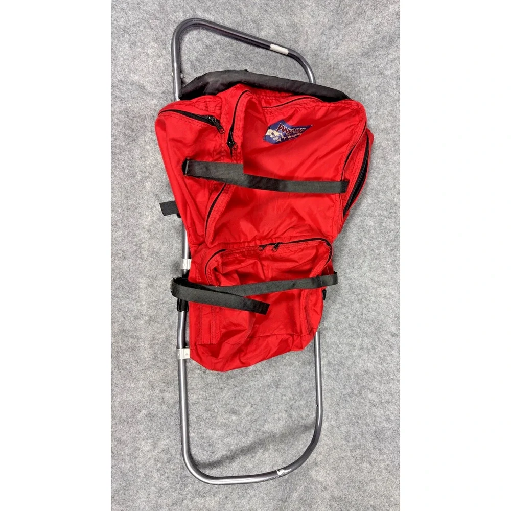 Vintage Jansport Made In USA Hiking Framed Backpack Red Metal Frame *READ*